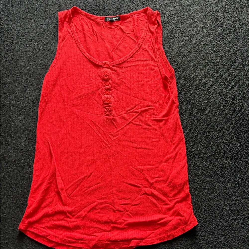 Fashion Nova Red Tank Top with Scoop Neckline